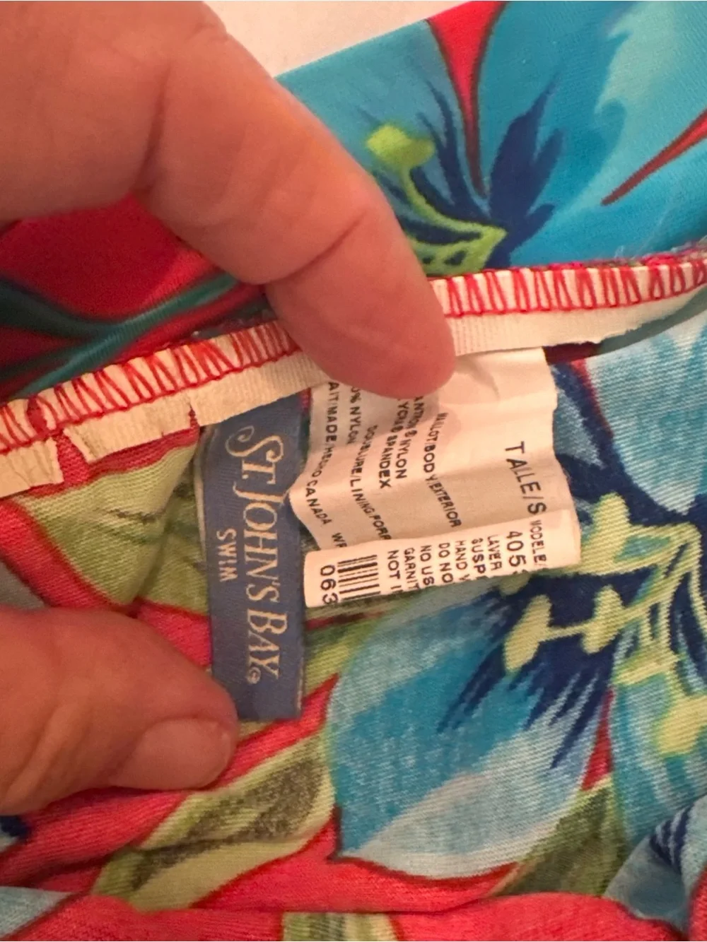St. John's Bay Red Floral Tankini Swimsuit with Blue Flowers